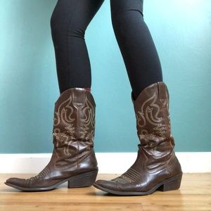 LEI Women's Brown Cowboy Boots